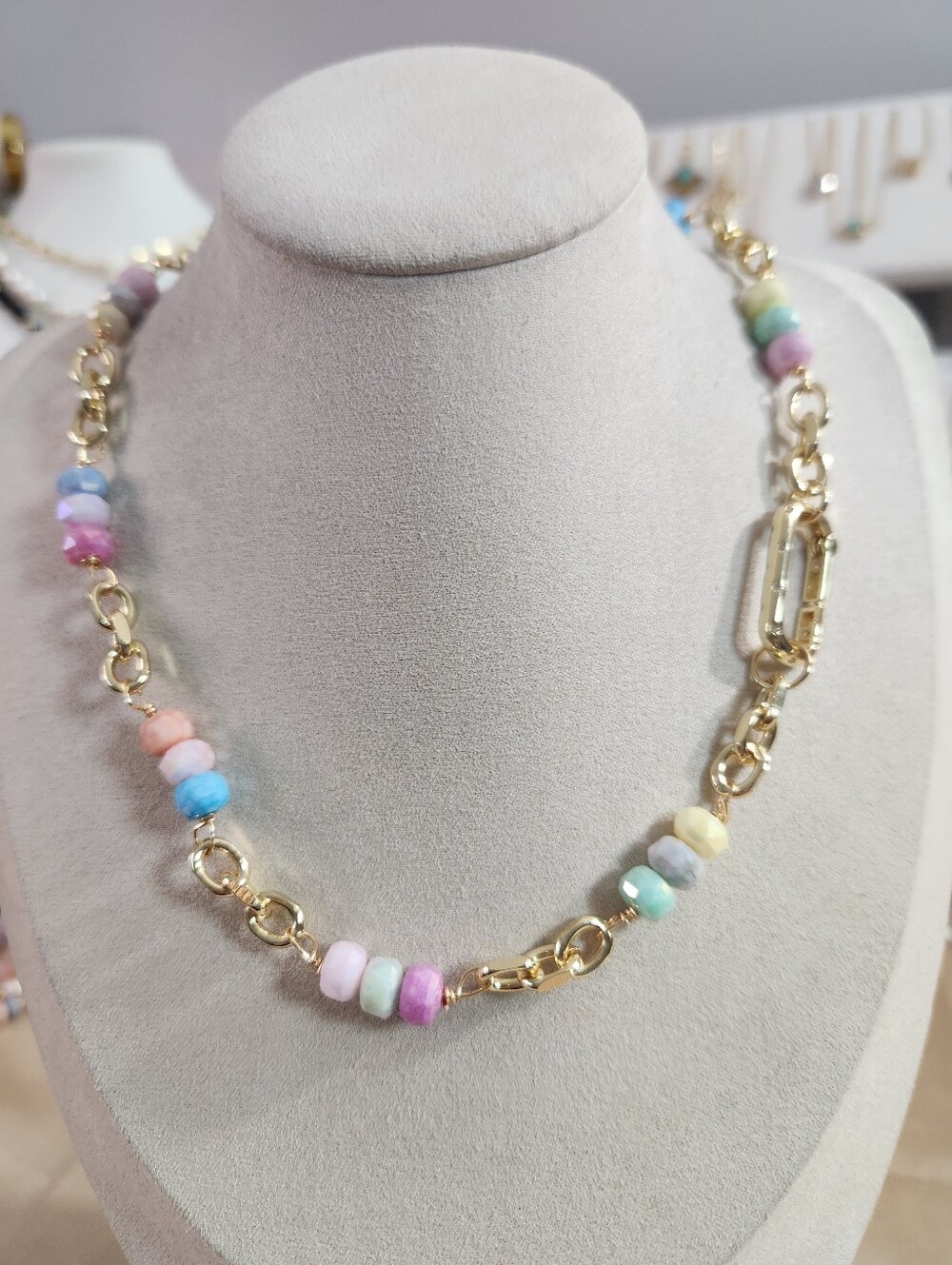 Gold Cotton  Candy Necklace With Charm Holder